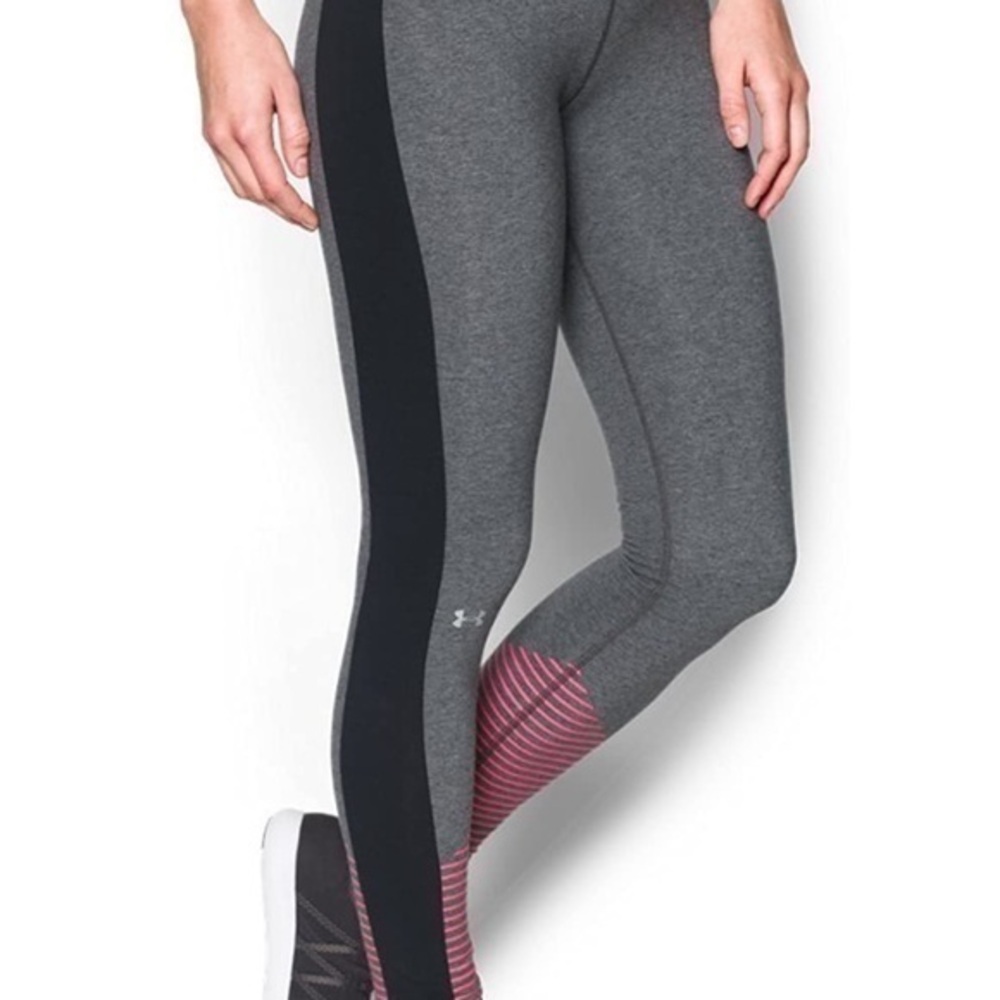 Under Armour Women's Leggings Fitted Gray, Black & Pink | Size XS